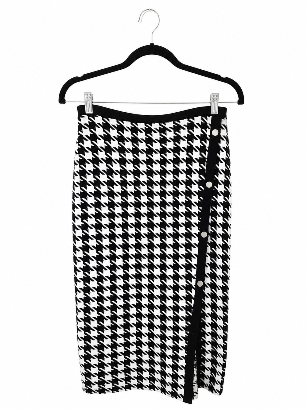 Retrology Classic Black & White Houndstooth Pencil Skirt